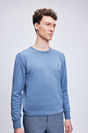 Mavi Regular Fit Bisiklet Yaka 100% Pamuklu Triko Kazak | L