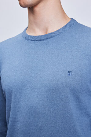 Mavi Regular Fit Bisiklet Yaka 100% Pamuklu Triko Kazak | L