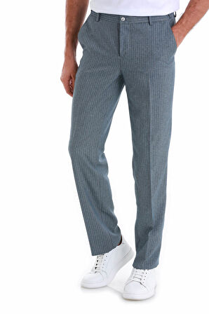 Mavi Regular Fit Çizgili Yandan Cepli Kumaş Pantolon | 48