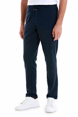 Lacivert Dinamik Fit Düz Yandan Cepli Pamuklu Jogger Pantolon | 50