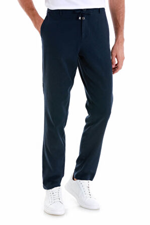 Lacivert Dinamik Fit Düz Yandan Cepli Pamuklu Jogger Pantolon | 50