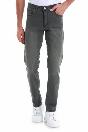 Gri Slim Fit Düz 5 Cep Pamuklu Kot Pantolon | 30
