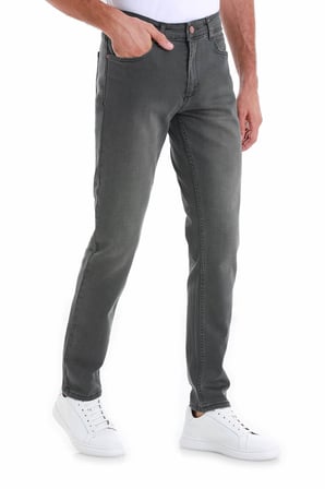Gri Slim Fit Düz 5 Cep Pamuklu Kot Pantolon | 30