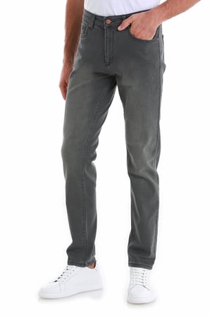 Gri Slim Fit Düz 5 Cep Pamuklu Kot Pantolon | 30
