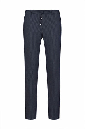 Lacivert Rahat Kesim Çizgili Yandan Cepli Jogger Pantolon | 46