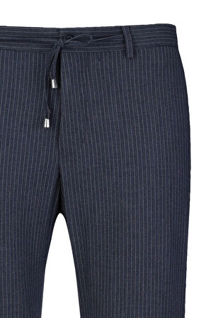 Lacivert Rahat Kesim Çizgili Yandan Cepli Jogger Pantolon | 46