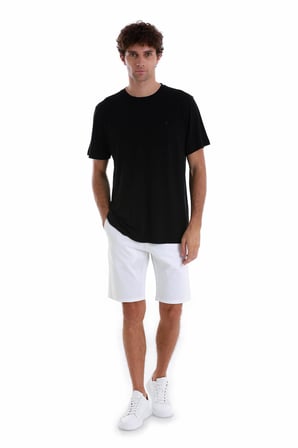 Siyah Regular Fit Düz Bisiklet Yaka Triko Tişört | XL