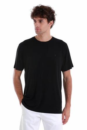 Siyah Regular Fit Düz Bisiklet Yaka Triko Tişört | XL