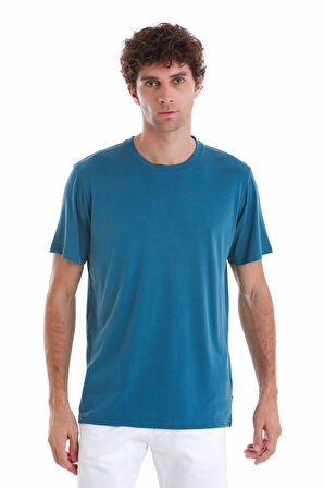 indigo Regular Fit Düz Bisiklet Yaka Triko Tişört | XL