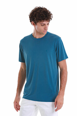 indigo Regular Fit Düz Bisiklet Yaka Triko Tişört | XL