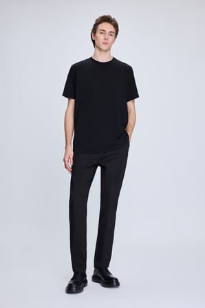 Siyah Regular Fit Bisiklet Yaka Pamuklu Triko Tişört | XL