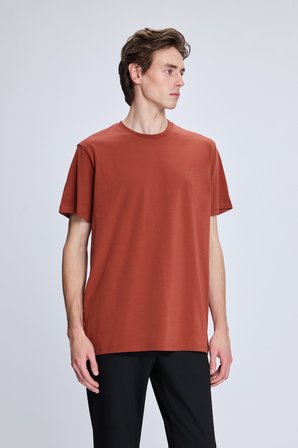 Bordo Regular Fit Bisiklet Yaka Pamuklu Triko Tişört | XXL