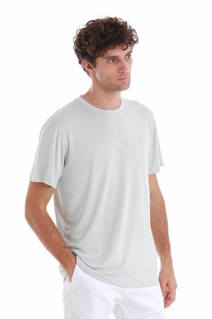 Gri Regular Fit Düz Bisiklet Yaka Triko Tişört | XL
