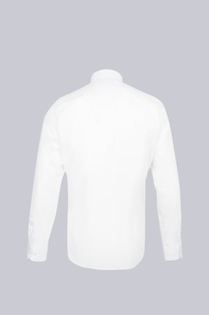 Beyaz Slim Fit Düz Slim Yaka Pamuklu Uzun Kollu Spor Gömlek | XXL