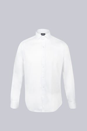Beyaz Slim Fit Uzun Kollu Açık İtalyan Yaka Saten Gömlek | 3XL