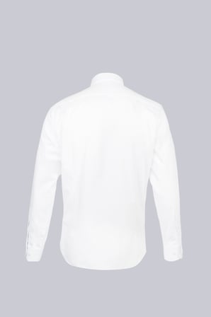 Beyaz Slim Fit Uzun Kollu Açık İtalyan Yaka Saten Gömlek | 3XL