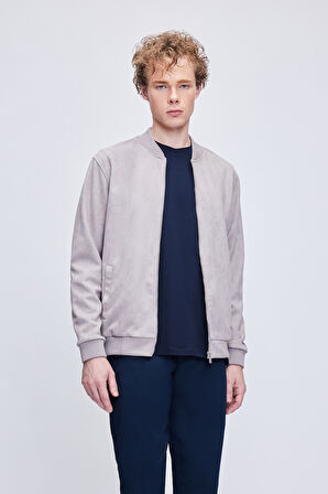 Gri Regular Fit Bomber Yaka Bomber Ceket | L