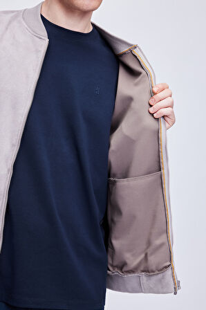 Gri Regular Fit Bomber Yaka Bomber Ceket | L