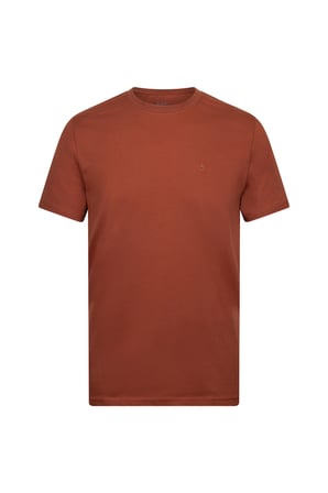 Kahverengi Regular Fit Bisiklet Yaka Pamuklu Basic Tişört | L