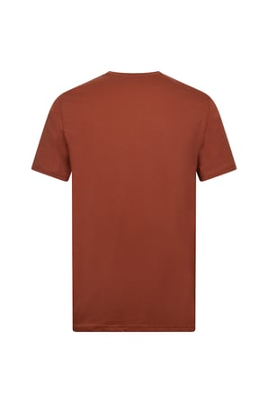 Kahverengi Regular Fit Bisiklet Yaka Pamuklu Basic Tişört | L