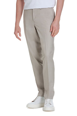 Bej Slim Fit Yandan Cepli Kumaş Pantolon | 48