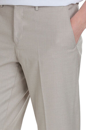 Bej Slim Fit Yandan Cepli Kumaş Pantolon | 48