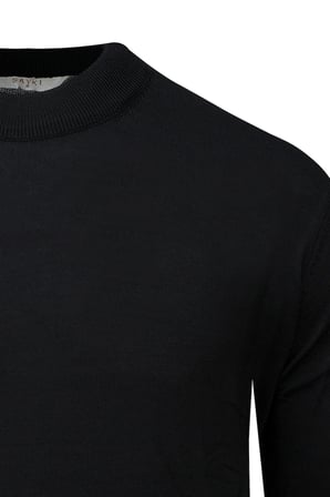Siyah Regular Fit Yarım Balıkçı Yaka Rayon Kazak | L