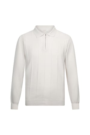 Bej Regular Fit Fermuarlı Polo Yaka Rayon Triko Kazak | L