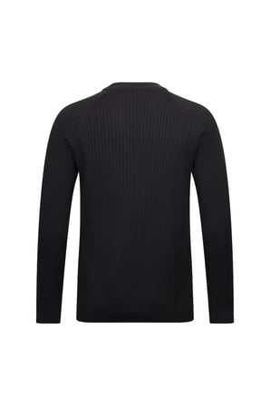 Siyah Regular Fit Fitilli Çeyrek Balıkçı Yaka Pamuklu Triko Kazak | S