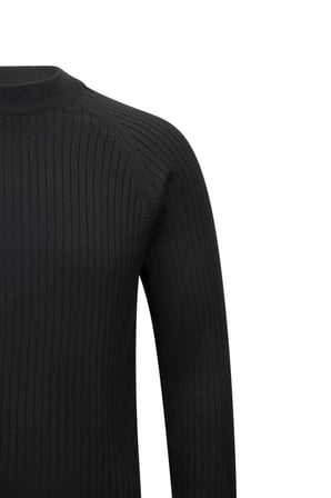 Siyah Regular Fit Fitilli Çeyrek Balıkçı Yaka Pamuklu Triko Kazak | S