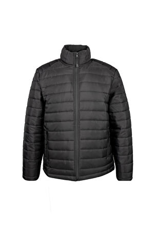 Siyah Regular Fit Hakim Yaka Şişme Mont | XL