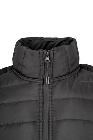 Siyah Regular Fit Hakim Yaka Şişme Mont | XL