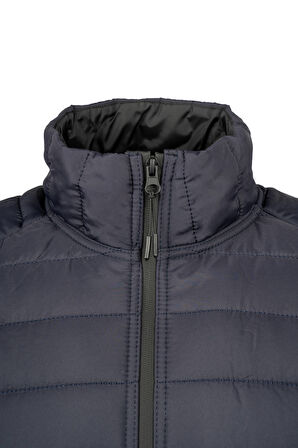 Lacivert Regular Fit Hakim Yaka Şişme Mont | L