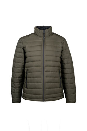 Haki Regular Fit Hakim Yaka Şişme Mont | M