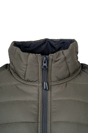 Haki Regular Fit Hakim Yaka Şişme Mont | S