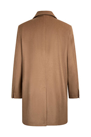 Camel Regular Fit Bebe Yaka Kaşe Yünlü Palto | XL