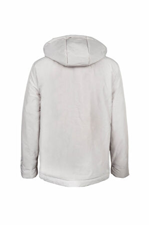 Gri Regular Fit Hakim Yaka Kapüşonlu Kaban | XL