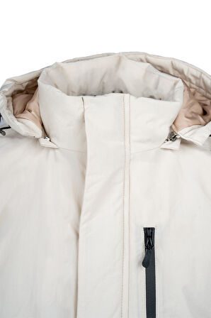 Taş Regular Fit Hakim Yaka Kapüşonlu Kaban | L