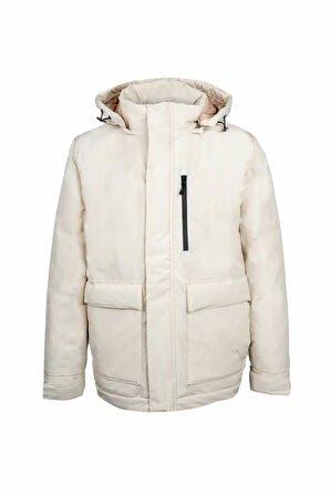 Taş Regular Fit Hakim Yaka Kapüşonlu Kaban | L