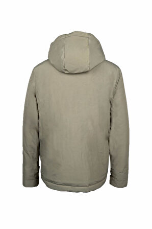 Yeşil Regular Fit Hakim Yaka Kapüşonlu Kaban | XL