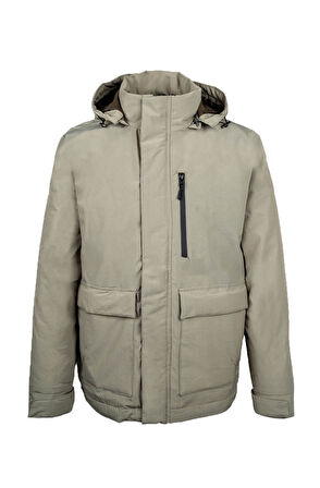 Yeşil Regular Fit Hakim Yaka Kapüşonlu Kaban | XL