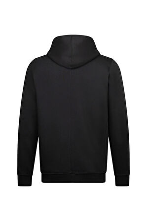 Siyah Regular Fit Pamuklu Tam Fermuarlı Kapüşonlu Sweatshirt | S