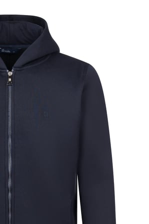 Lacivert Regular Fit Pamuklu Tam Fermuarlı Kapüşonlu Sweatshirt | XXL