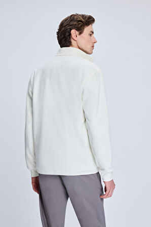 Beyaz Regular Fit Hakim Yaka Baharlık Mont | L