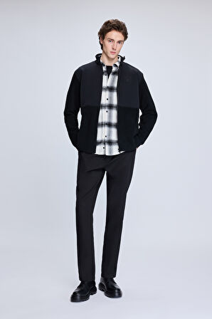 Siyah Regular Fit Hakim Yaka Baharlık Mont | XL