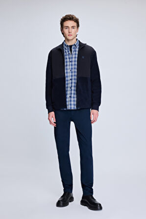 Lacivert Regular Fit Hakim Yaka Baharlık Mont | L