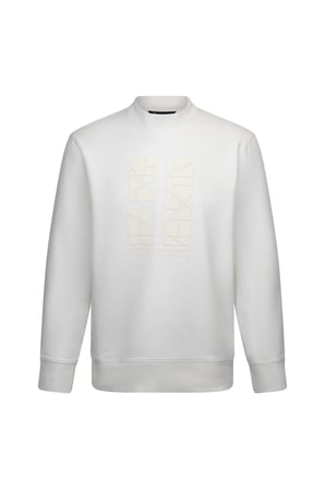 Beyaz Regular Fit Baskılı Pamuklu Bisiklet Yaka Sweatshirt | L