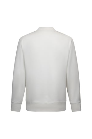 Beyaz Regular Fit Baskılı Pamuklu Bisiklet Yaka Sweatshirt | M