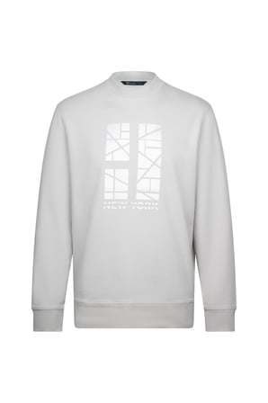 Gri Regular Fit Baskılı Pamuklu Bisiklet Yaka Sweatshirt | M