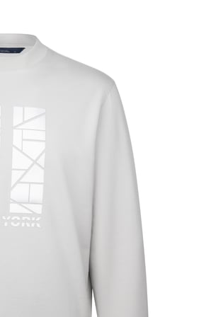 Gri Regular Fit Baskılı Pamuklu Bisiklet Yaka Sweatshirt | M